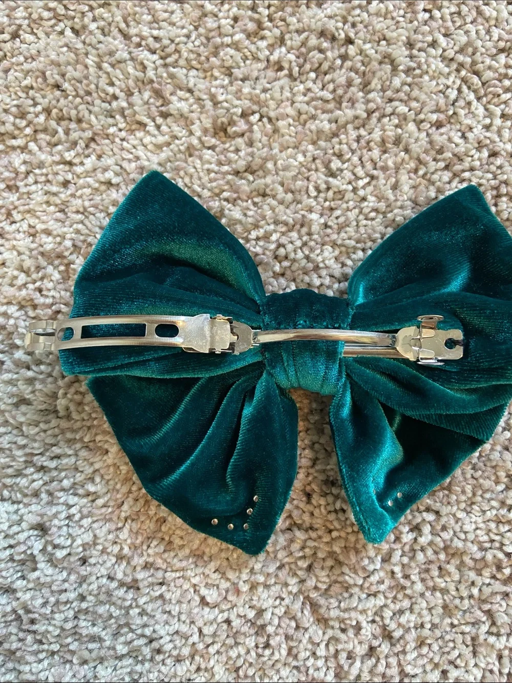 Handmade Dark Green Velvet Bow Hair Clip